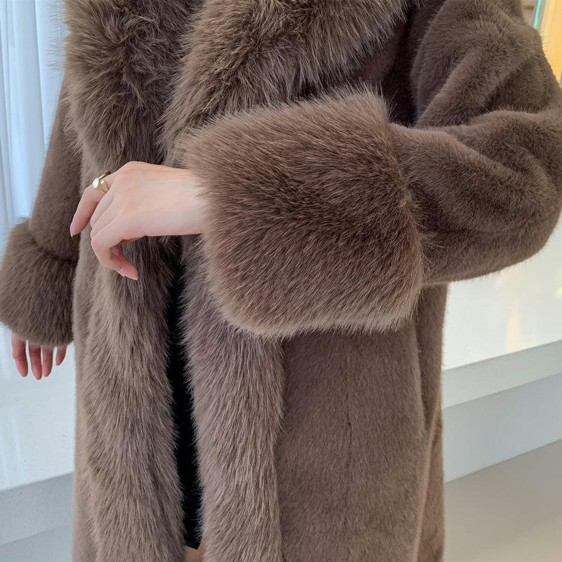 Winter verdickte warme Frauen Kunstpelzmäntel Imitation Pelzmantel Damen lange schlanke Jacke Weste Mantel