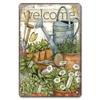 D Flat Metal Sign Vintage Welcome Garden Tin Sign Set Rustic Home Decor Butterfly Flower Watering Can Wall Art