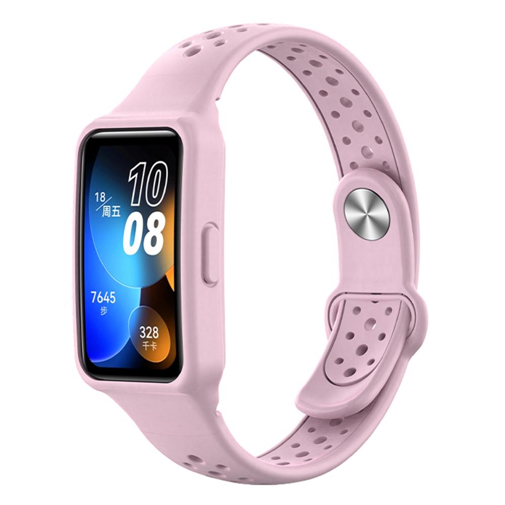 Silicone Band for Huawei Band 9 NFC/9/8 NFC/8 Reverse Buckle Holes Design Strap Integrated with Watch Case
