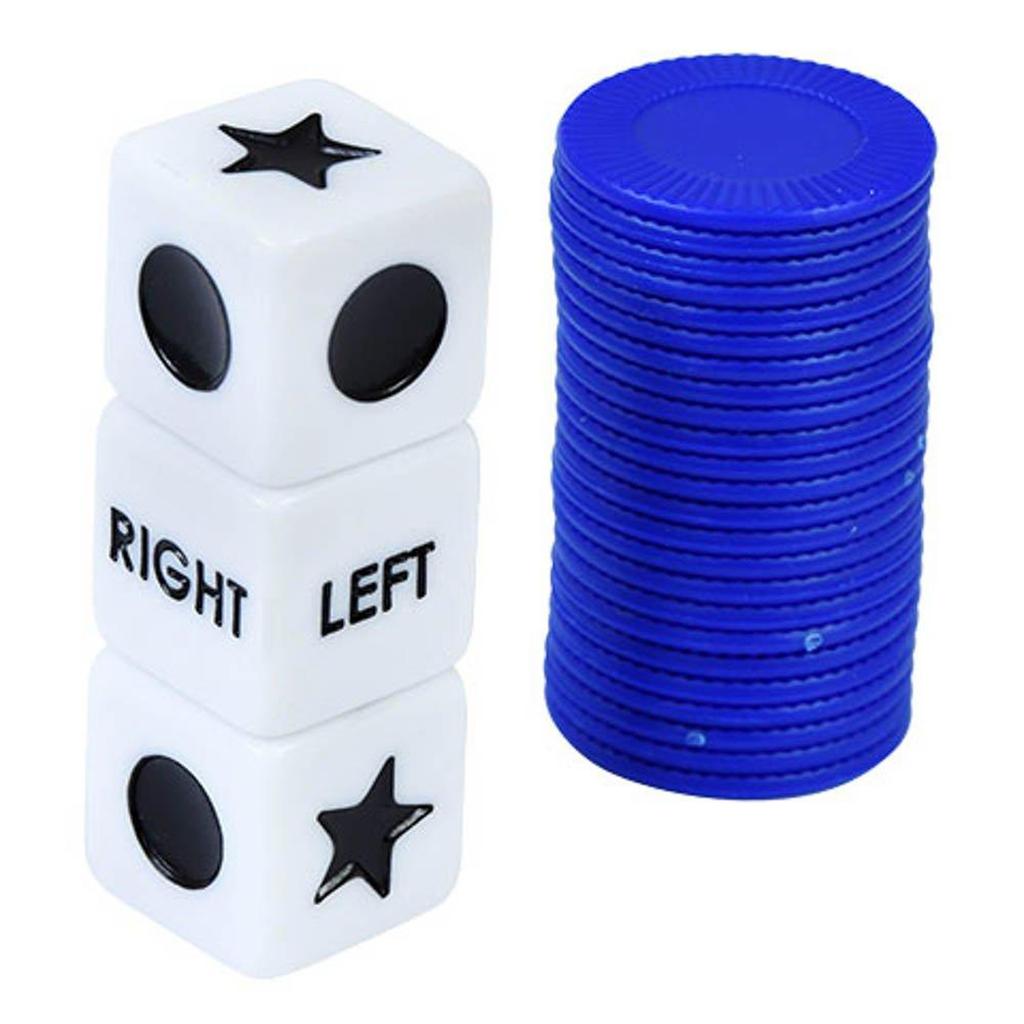 27Pcs Left Right Center Dice Game Set – 3 Dice + 24 Chips, Fun Interactive Party Game For Family, Picnic & Outdoor Activities