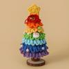 Crochet Christmas Tree Small Handmade Multi-layered Knitting Xmas Tree with Woodgrain Base for Winter Tabletop Home Room Party Decor