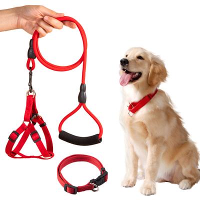 Dog Leash with Padded Handle Mountain Climbing Nylon Rope Leash with Harness Collar Heavy