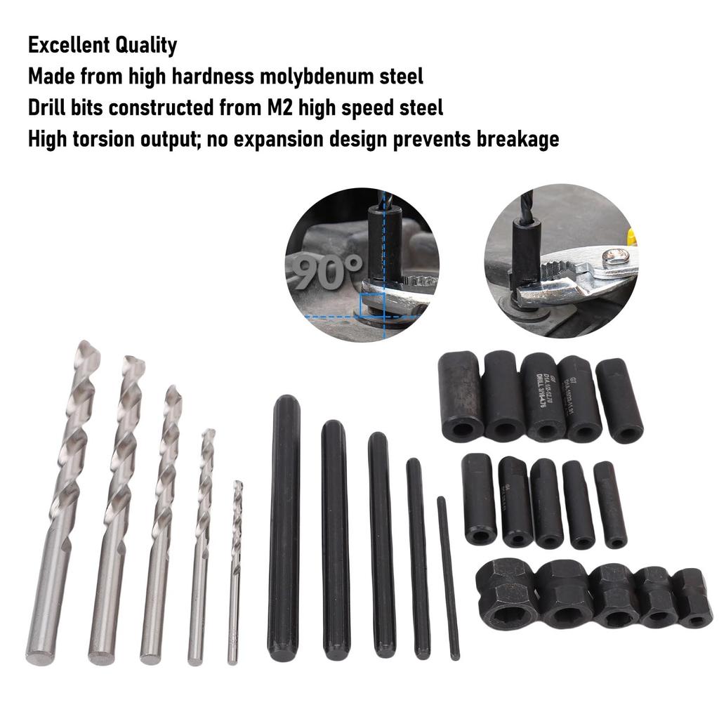 High Hardness Steel Easy Out Broken Bolt Extractor Kit Screw Extractor Set with Storage Case Damaged Screw Extractor Set