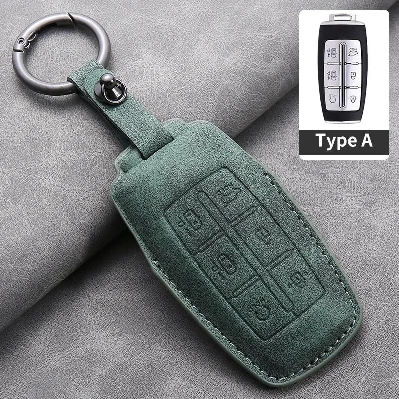 

Leather Car Remote Key Case Fob Cover Shell Fob For Hyundai Genesis G80 Gv70 Gv80 Gv90 Keychain Accessories
