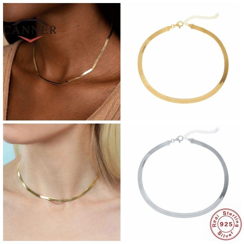 Tone Choker Pendant Necklace Female Clavicle Chain For Women Flat Snake Necklaces Jewelry CollaresTrendy Necklaces