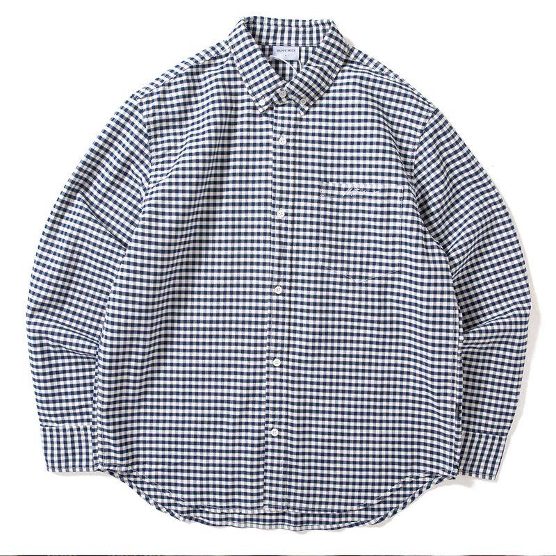 Plaid Shirts Men s Long sleeve Autumn Boys 2025 New Pure Cotton Vintage top Men s Casual Shirt Thin Coat Blue grid M