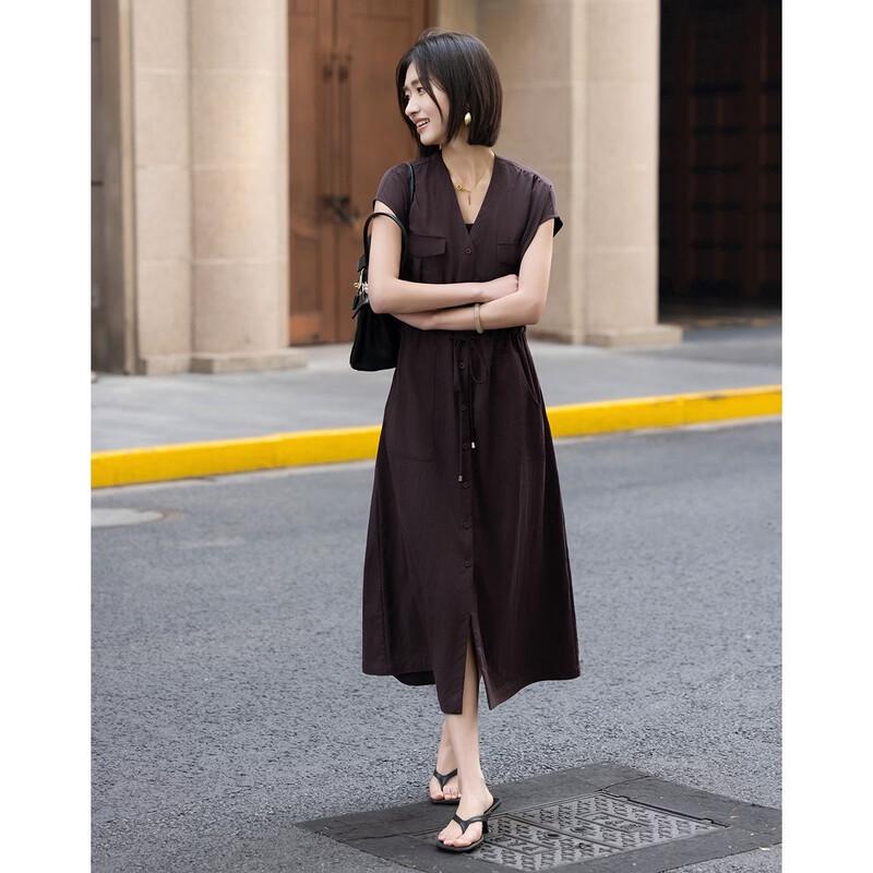 Elegant V-Neck Cap Sleeve Summer Dress