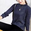 Shiny and Glittering Thin Sweater for Women Loose Knitted Sweater for Autumn Round-neck Pullover Long-sleeved Top