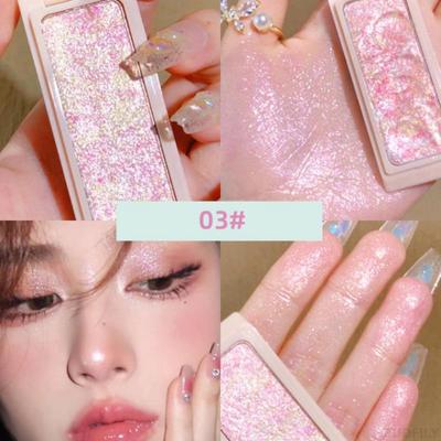 Mashed Potato Texture Glitter Eyeshadow Long-Lasting Waterproof Pearlescent Body Highlighter Makeup Palette, 03, 1 Piece