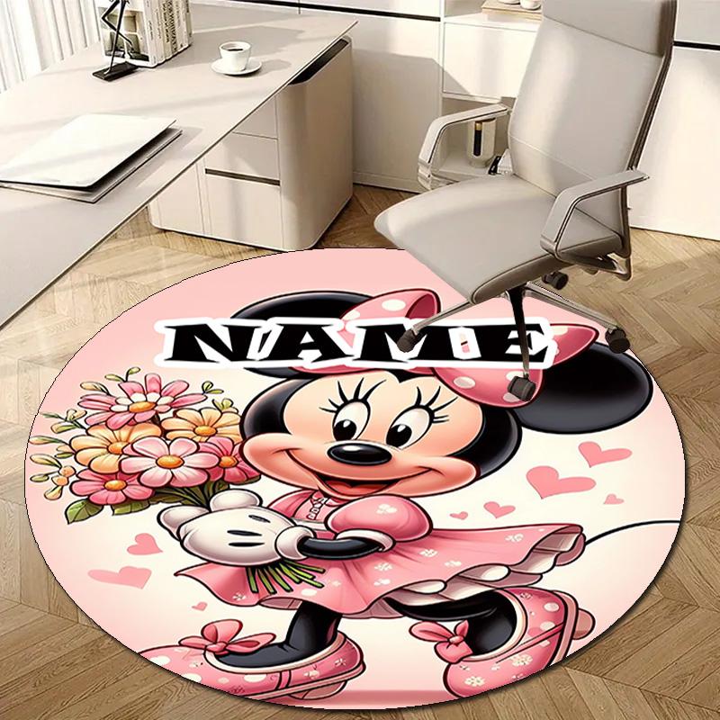 Personalized M-Minnie Round Chair Office Rug - Perfect for Mat, Office Chair & More - Ideal Gift for Birthdays and Holidays