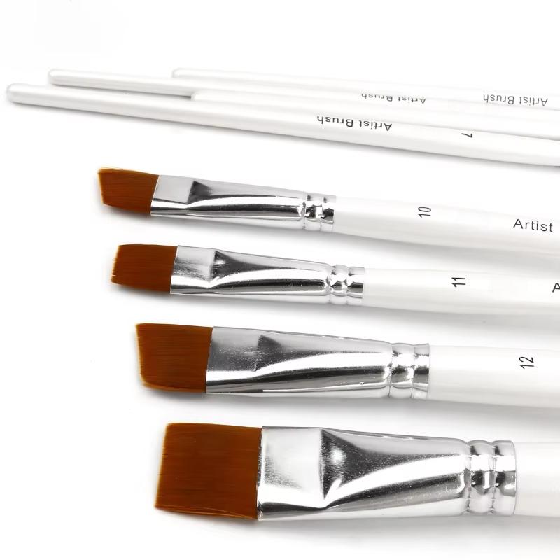 10pc/set Art Paint Brush Set with Wood Handles Soft Nylon Liner Brushes for Watercolor Dual Use Art Makeup Brushes Art Supplies