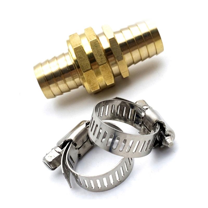 Gardening Brass Barb Straight Joiners 3/4" Hose Fitting Water Repair Splicer Mender Set with Stainless Steel Clamps