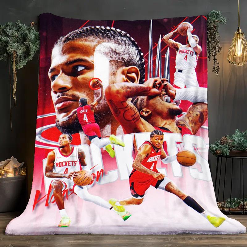 Basketball Star Team Collage Portrait Print Fleece Blanket Soft Warm Cozy Throw Blanket Sport Fan Sofa Bed Home Decor Gift