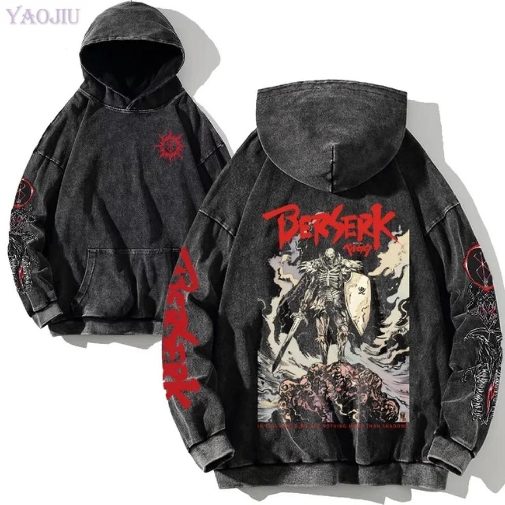 Hanorac Vintage pentru Bărbați Anime Berserk Manga Grafic Larg Modă Pulover Îmbrăcăminte de Toamnă Haine Casual Topuri Femei Hanorace