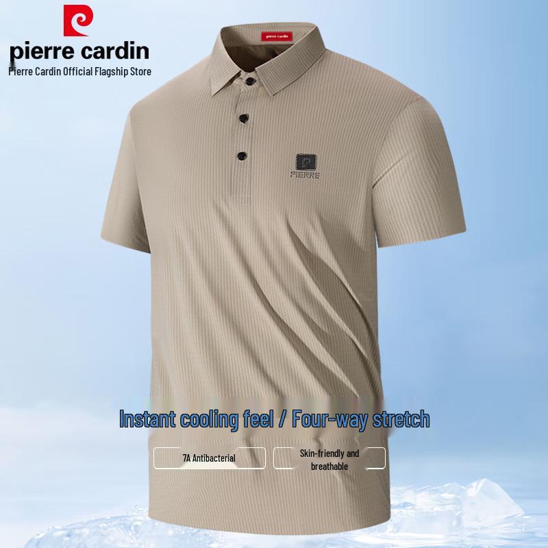 Pierre Cardin Men s Wrinkle-Resistant Ice Silk Polo T-Shirt 3XL