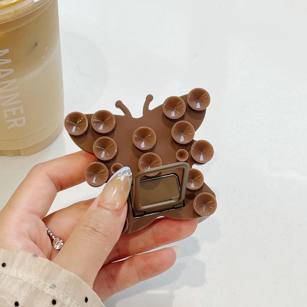 Butterfly Silicone Suction Cup Phone Stand Holder Portable Desktop Kickstand Square Ring Holder