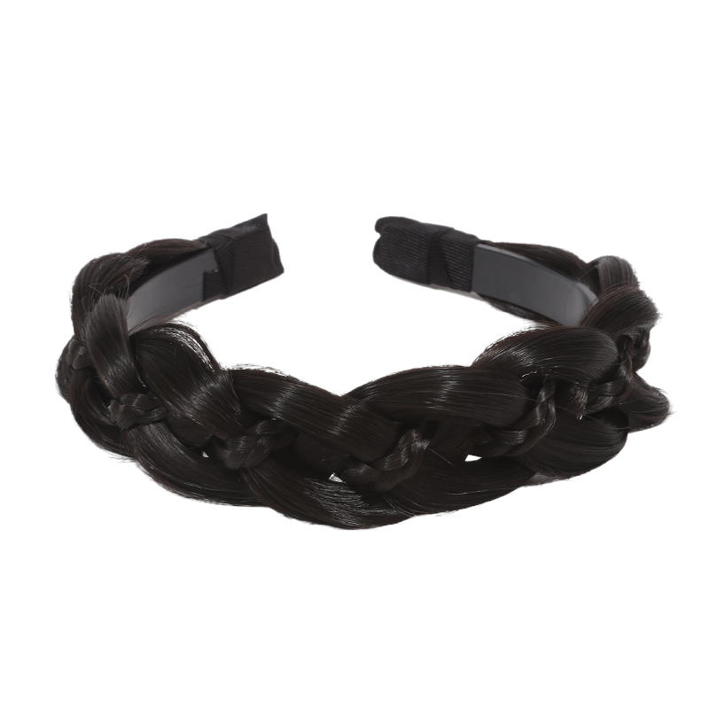 Classic Chunky Plaited Synthetic Hair Wide Braided Headband High Elasticity Braids Hair Band Hairpiece for Women