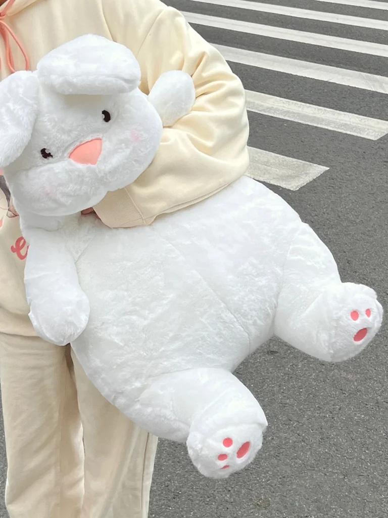 Super Soft White Bunny Plushie Toys Stuffed Animals Kawaii Duck/Rabbit Huggle Toys Kids Fluffy Toy Baby Cuddly Pillow for Girls