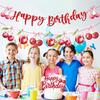 Cherry Birthday Party Decorations - Cherry Themed Banners Decoration Pink Bow Fruit Cake Topper Decor Supplies for Girls Women