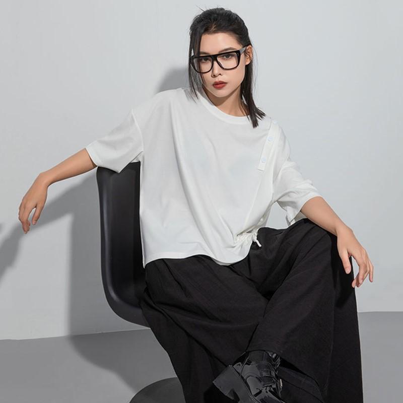 Short Sleeve Plus Size Cotton Vintage Casual Loose Tops Women Summer T-shirt