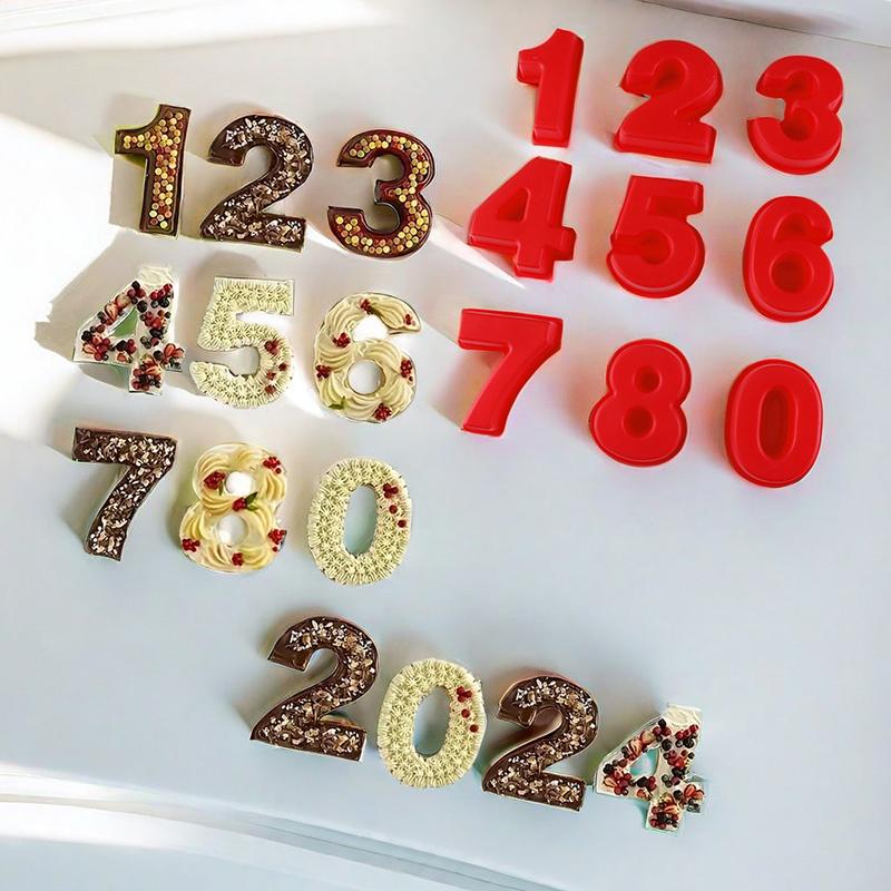 10 Inch 0-9 Numbers Shape Cake Mold DIY Cake Decoration Baking Mold for Birthday Festivals Anniversary Silicone Chocolate Molds
