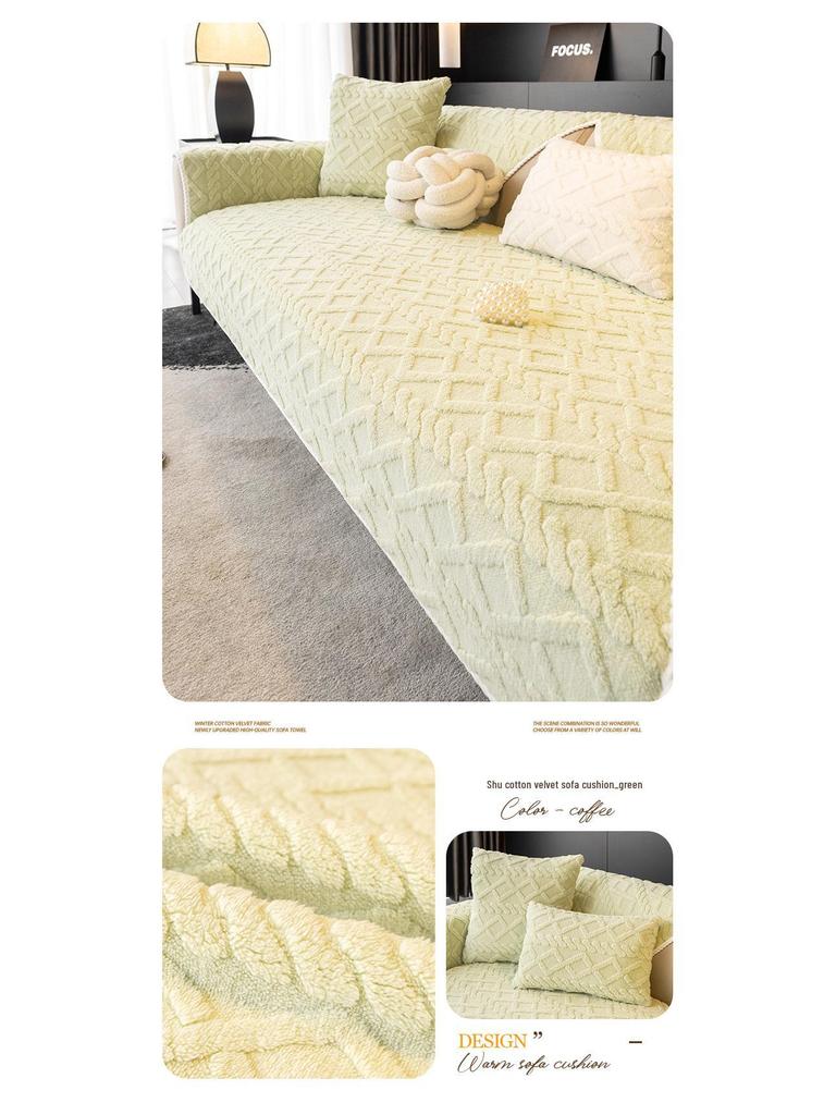 2025 Zima Antypoślizgowa Aksamitna Poduszka na Sofę: Pluszowy, Jednolity Kolor Shu Bawełna