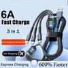 1.2/2M 100W 3 in 1 Fast Charging Data Cable Transparent Fast Charging Cable Type C USB Micro Charging Cable with Digital Display