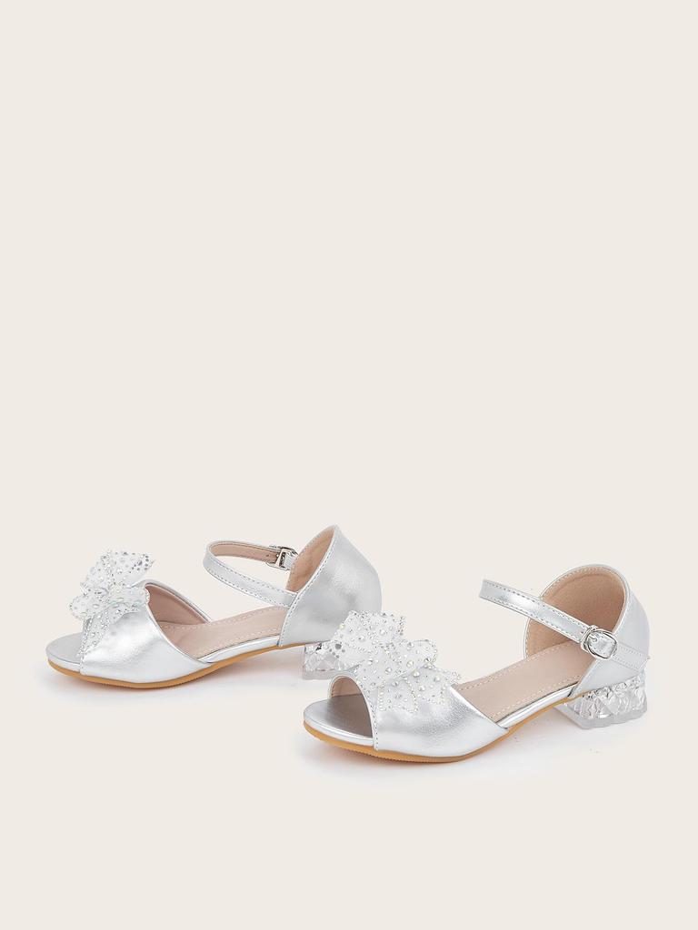 2025 New Girl's Bowknot High Heel Sandals - Princess Style for Outdoor Wear