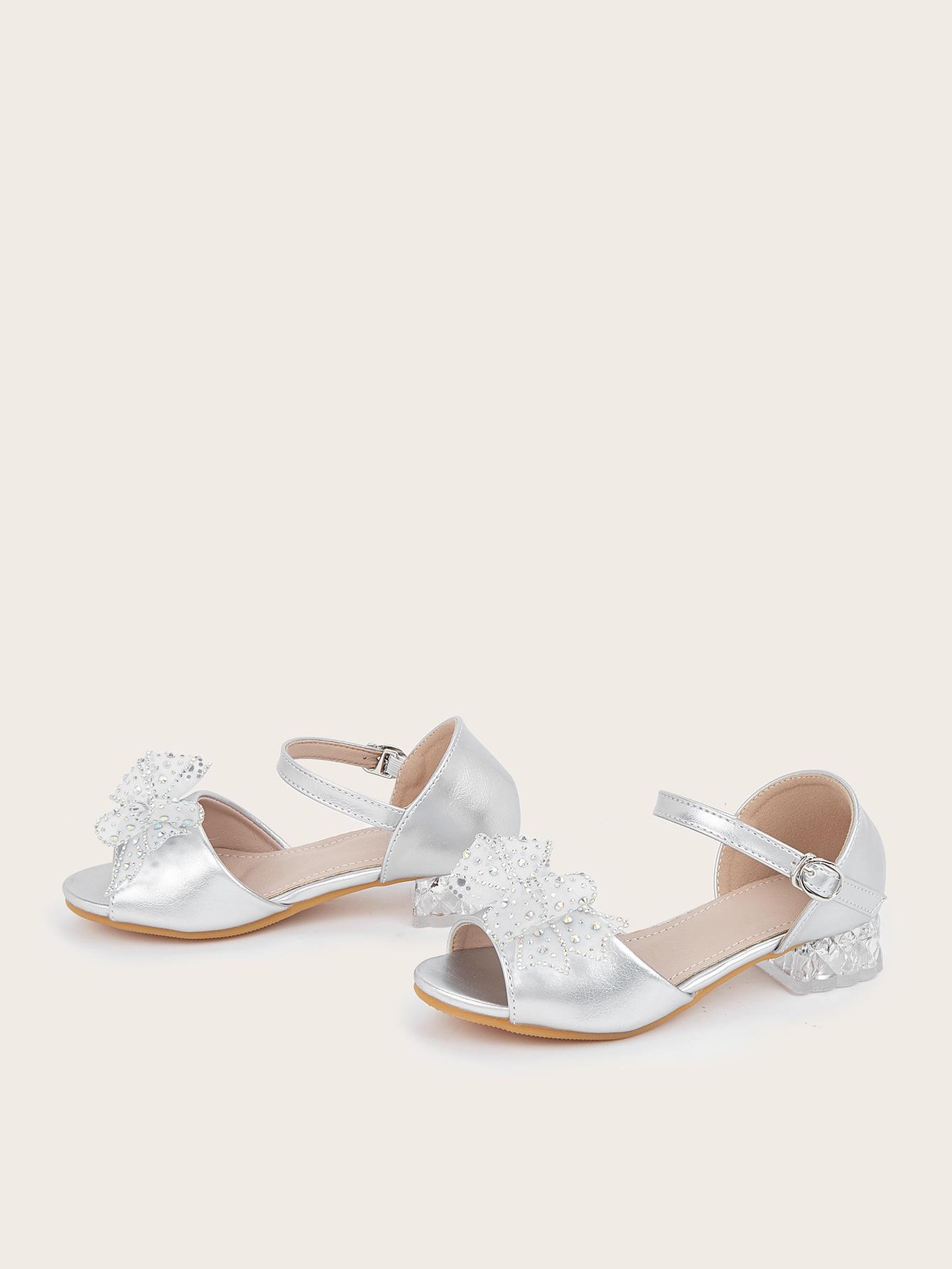 

2025 New Girl s Bowknot High Heel Sandals - Princess Style for Outdoor Wear 29 срібний