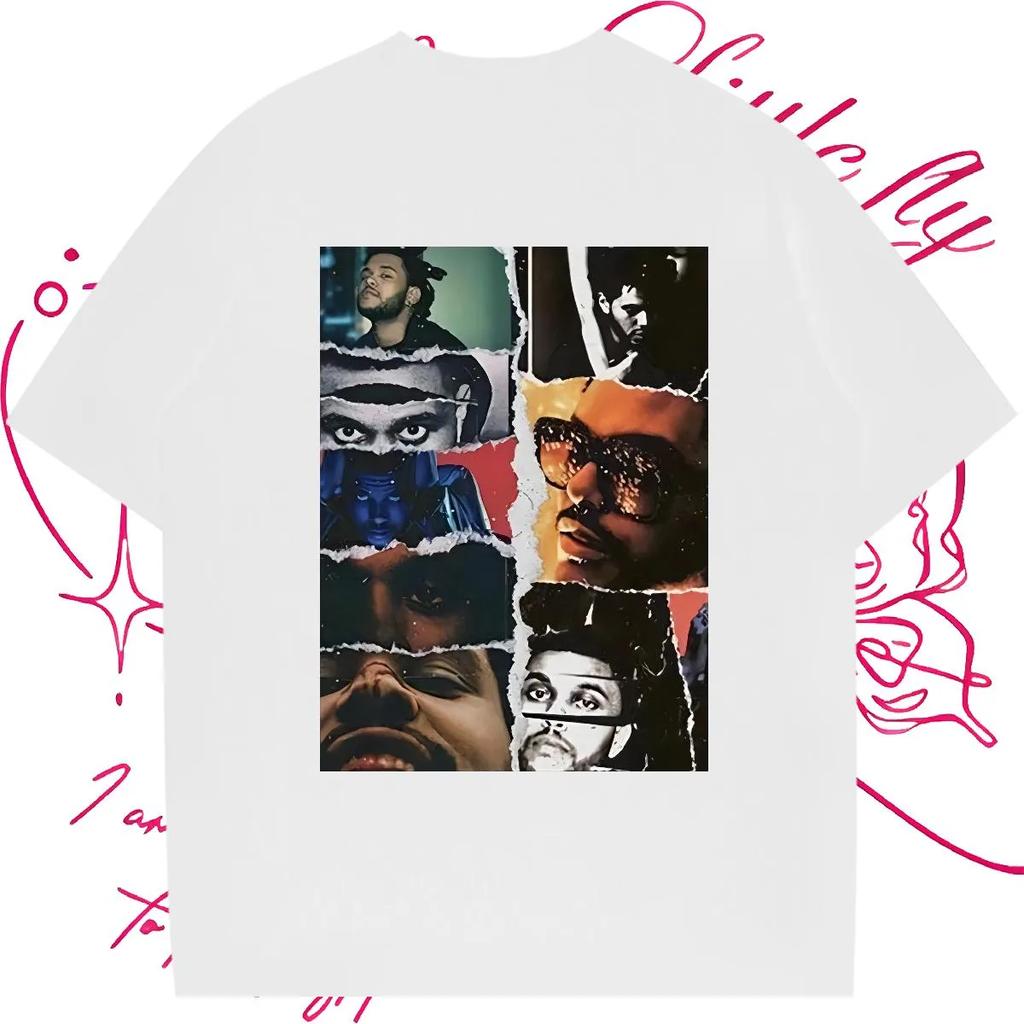 Street Art Trend T-shirt Collage Style Fragmented Printing European American Music Fans Personalized Single Item Pure Cotton Top