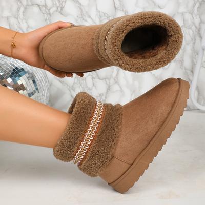 Bottes de Neige Mode Femme 2024 Hiver Femme Chaussures Confortables à Semelle Épaisse Suède Chaud Décontracté Mode Bottes de Neige Zapatos Mujer