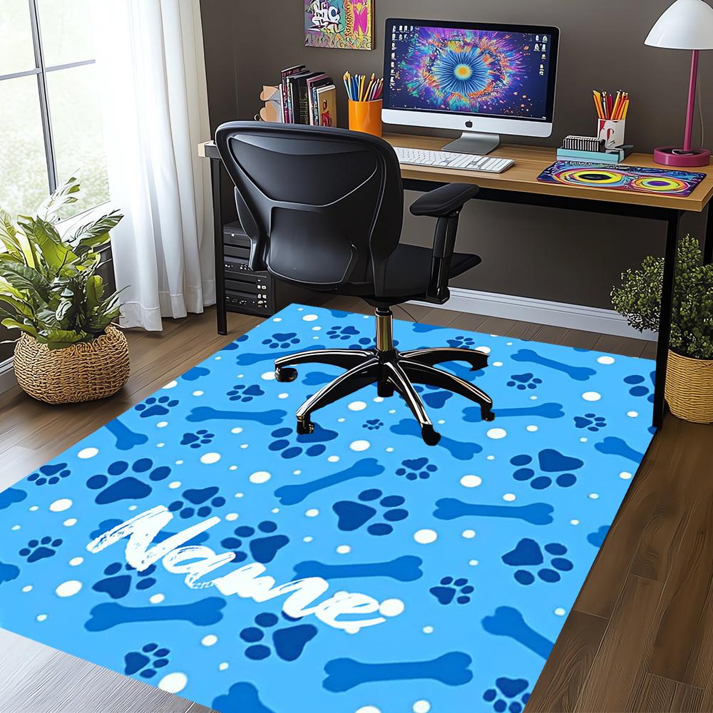 Tappeto Stampato con Nome Personalizzato per Cane, Tappeto per Sedia da Ufficio, Soggiorno, Camera da Letto, Cucina, Decorazioni, Regali.