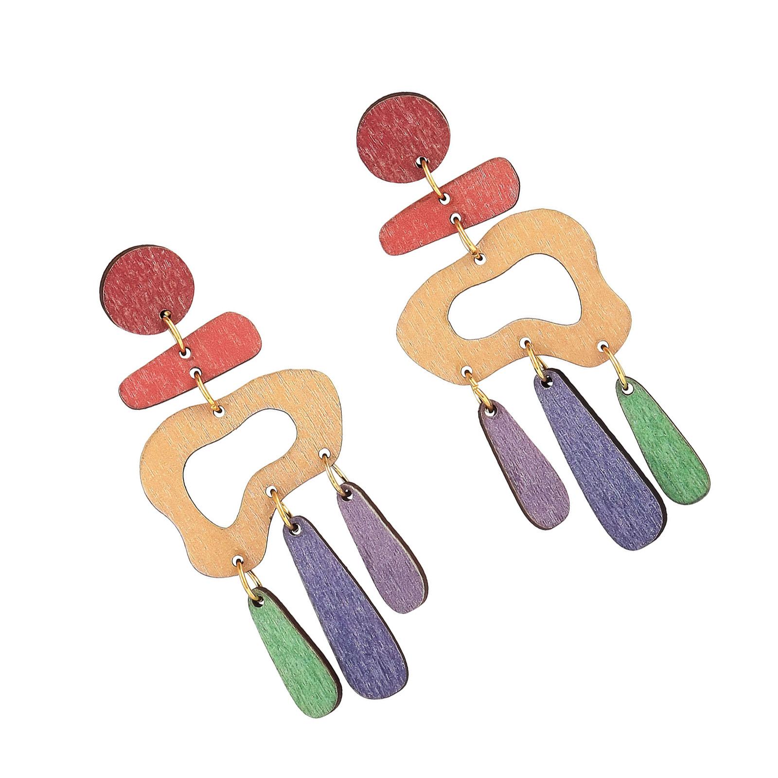 

Стильные серьги с неправильными геометрическими узорами для женщин, портативные, прочные, из дерева, модные и удобные