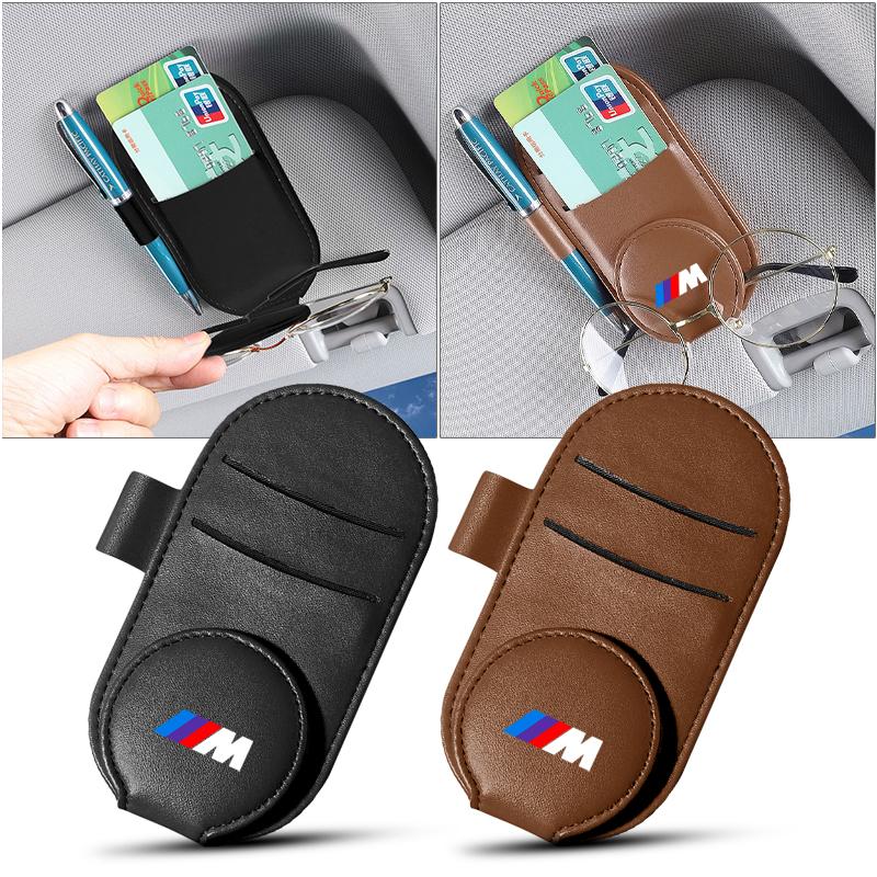 Leather M LOGO Car Glasses Clip Sun Visor Multi-function Sunglasses Clip For BMW M Performance M3 M5 M6 F20 F10 F13 X7 X3 X4 X5 X6 3 4 5 6 7 Series