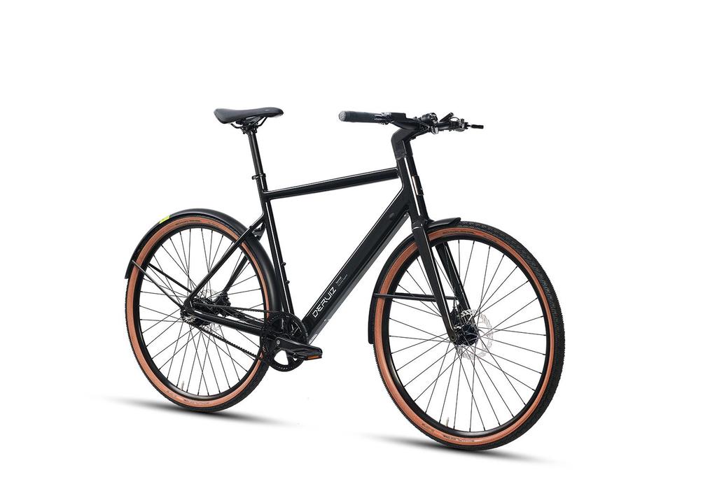 Electric Bicycle DERUIZ Turmali 28",36V 250W 35Nm,Gates Carbon Drive Belt Drive, Max Range 110Km,17.8 kg, BLACK