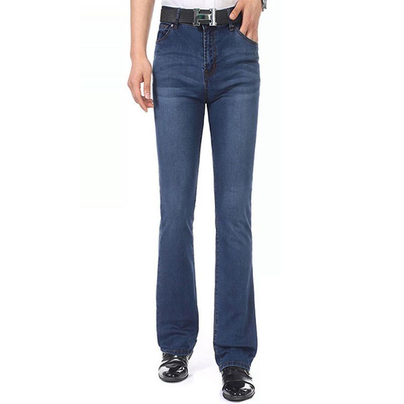 Men's Summer Thin Mid-Rise Elastic Flared Jeans Men's Slim Fit Flared Jeans