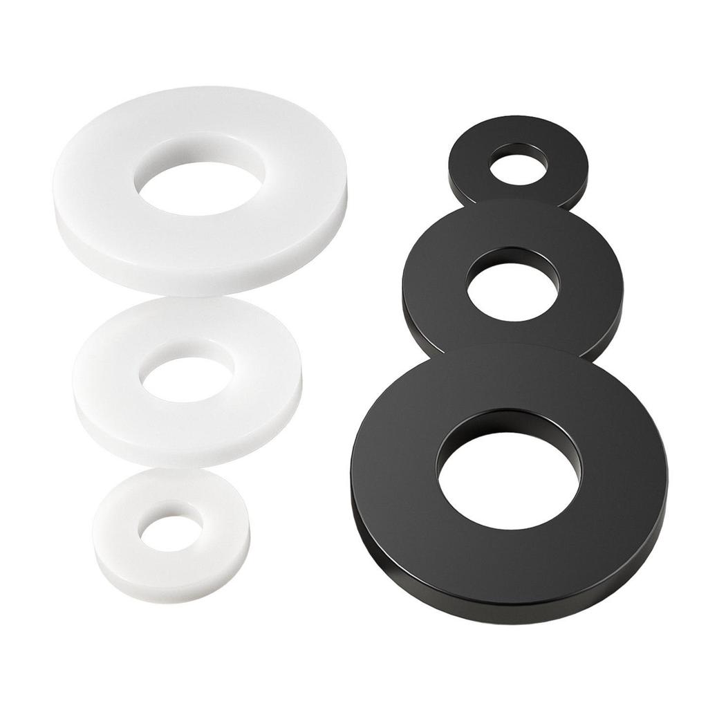 White Insulating Nylon Plastic Washer - Flat, Black, Oversized, Thickened - MM2, M2.5, M3, M24