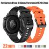 22mm Silicone Watch Strap For Garmin Venu 4 3 2 45mm/Forerunner 570 47mm 265 255 Music/Vivoactive 4 Replacement Watch Bands