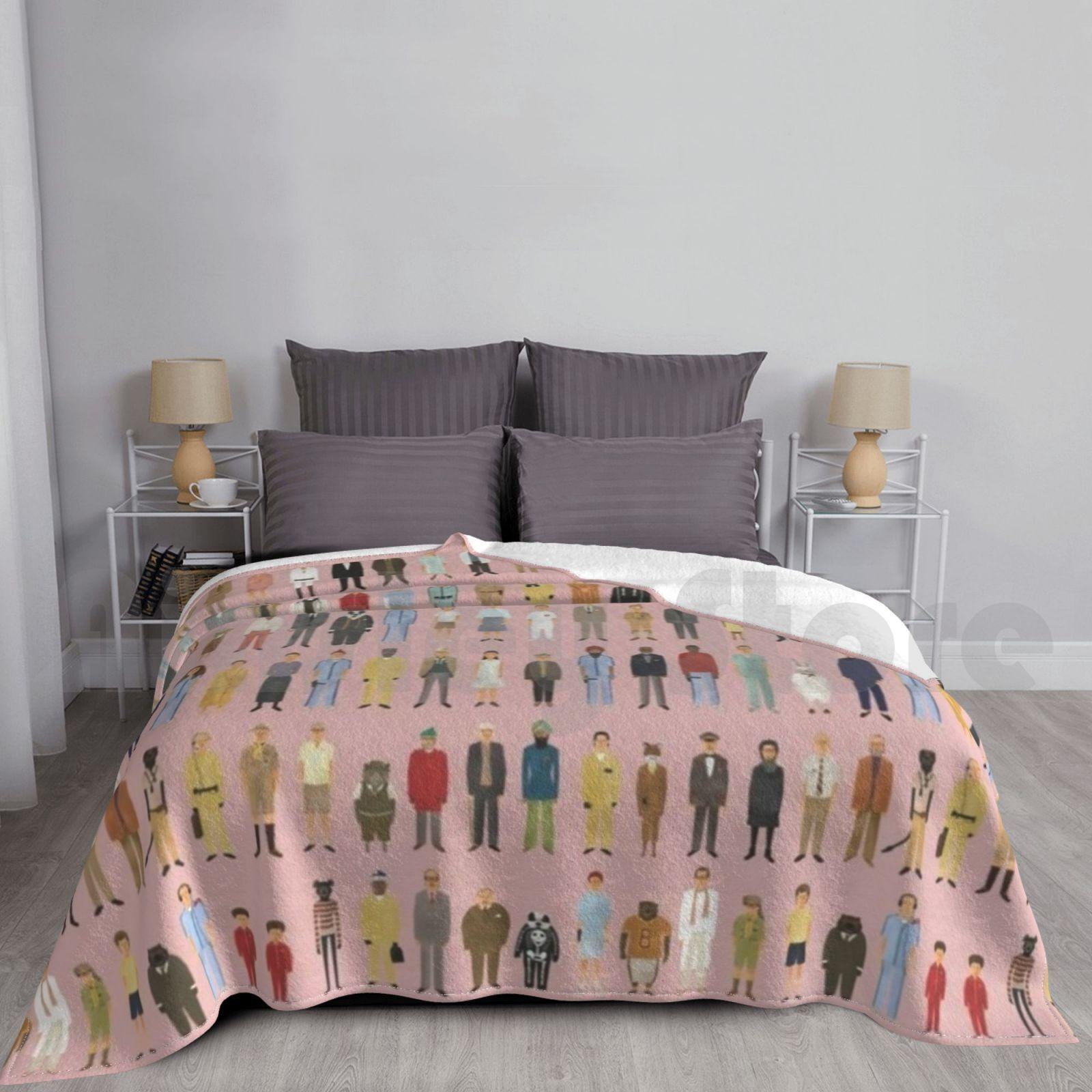 Wes Anderson Movie Characters Blanket For Sofa Bed Travel Wes Anderson Wes Anderson Wes Anderson Wes Anderson Size: 75*100cm, Weight: 230 GSM