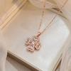 Korean Style Rotating Clover and Heart Pendant Necklace with Titanium Steel Chain