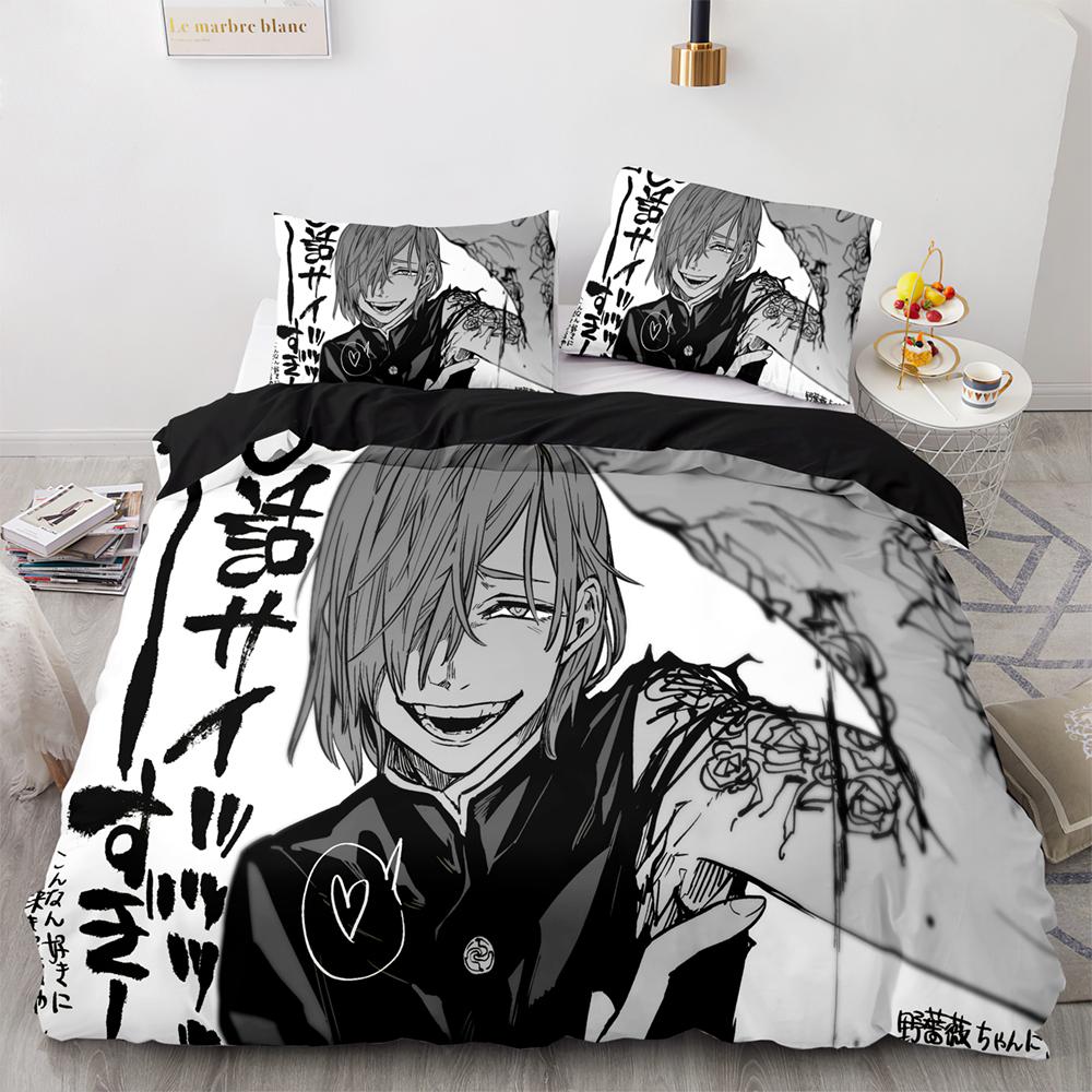 Jujutsu Kaisen Bedding Set Single Twin Full Queen King Size Anime Bed Set Aldult Kawaii Kid Bedroom Duvetcover Sets 3D Print 043