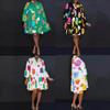 Cross-border Amazon Explosive Products, Europe, America and Africa Loose Printing Long-sleeved V-neck Shirt, Big Pendulum Skirt