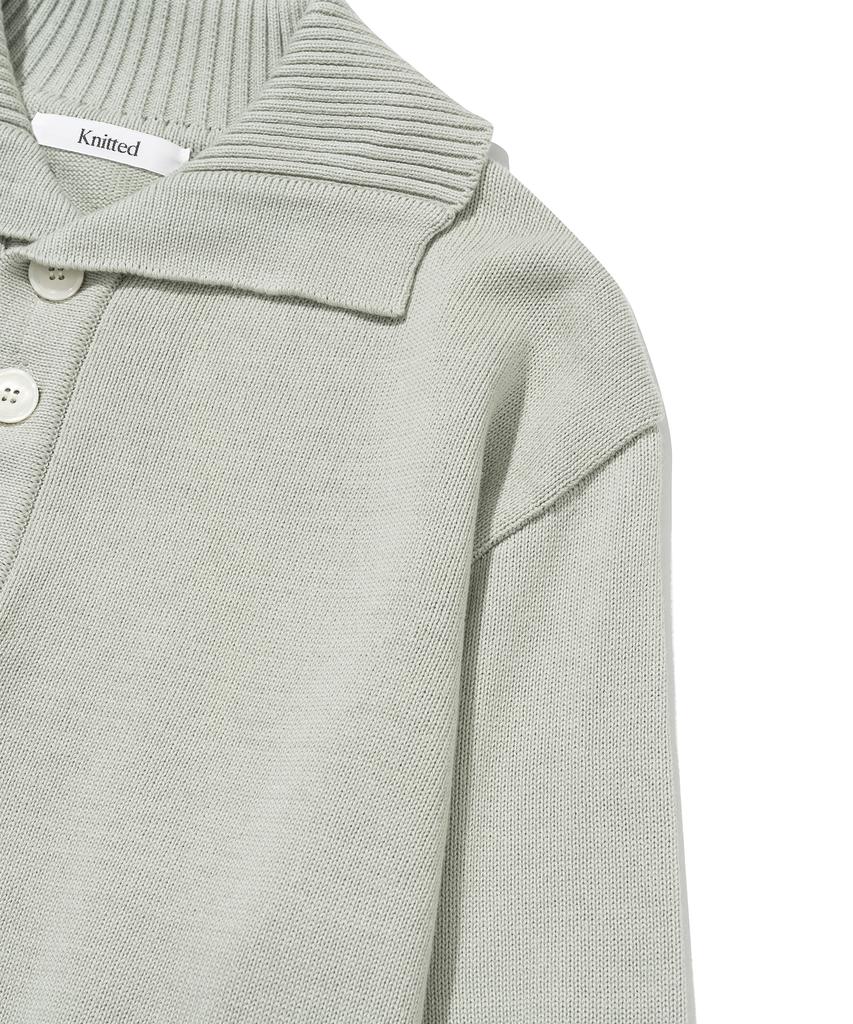 KNITTED Cotton Button Collar Knit Mint