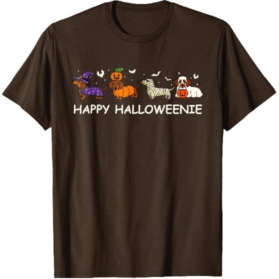 Weiner Dog Witch Happy Halloweenie Cute Halloween Dachshund T-Shirt
