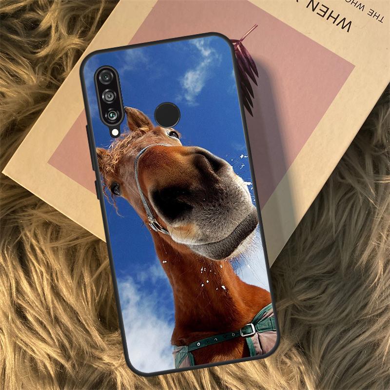 Funny Horse Animal Case For Huawei P30 P20 P50 Pro P40 Lite P Smart 2021 Nova 5T For Honor X8 X9a 50 70 Cover