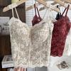Women Fleece Lined Lace Cami Top With Fixed Cup Beauty Back Camisole Thermal Tank Top Inner Wear Underwear For Autumn Winter