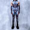 Unisex Cyber Punk 3D Digital Printing Halloween Party Role Play Outfit Women Men Cosplay Costume Carnival Jumpsuit