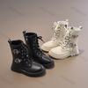 Autumn Children Short Boots   Girl  Comfortable Korean Solid Color Versatile Zip PU Leather Shoes Kids Ankle Boots