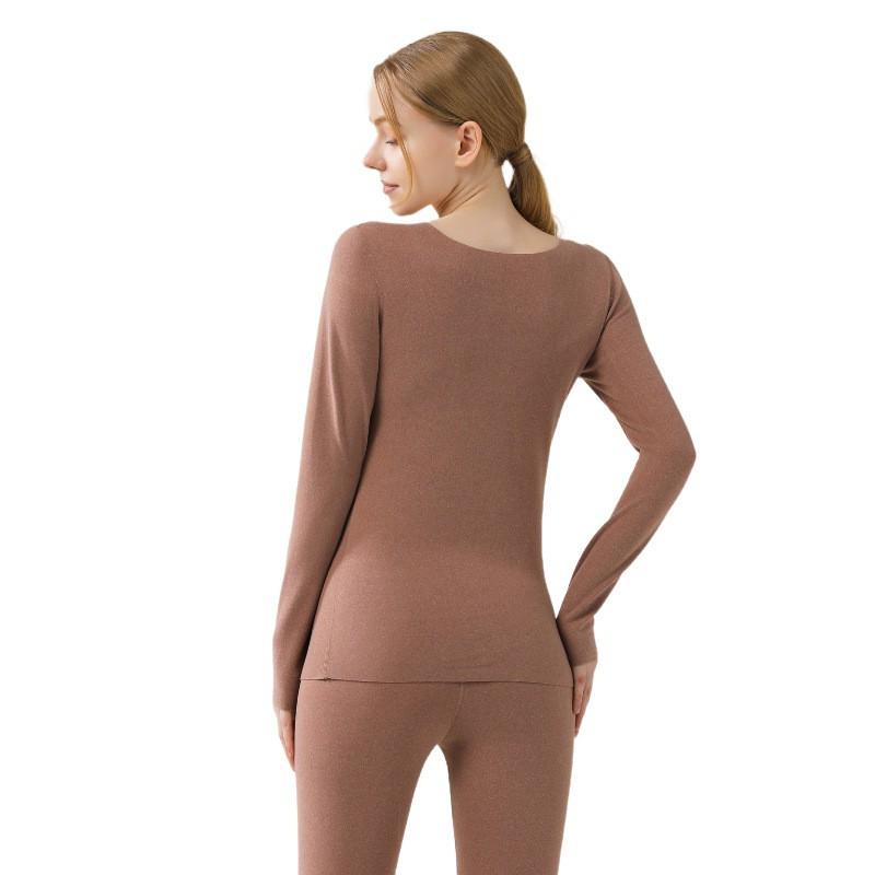 Womens Warm Thermal Underwear Set Soft Cashmere Silk Blend Fleece-Lined Long Sleeve Top Pants Cold Weather