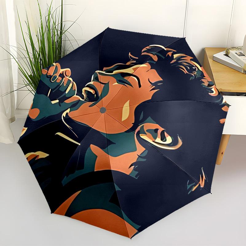 1pc Michael Joseph Jackson Automatic Folding Umbrella, Portable Collapsible Design, Casual Outdoor Accessory L1127023
